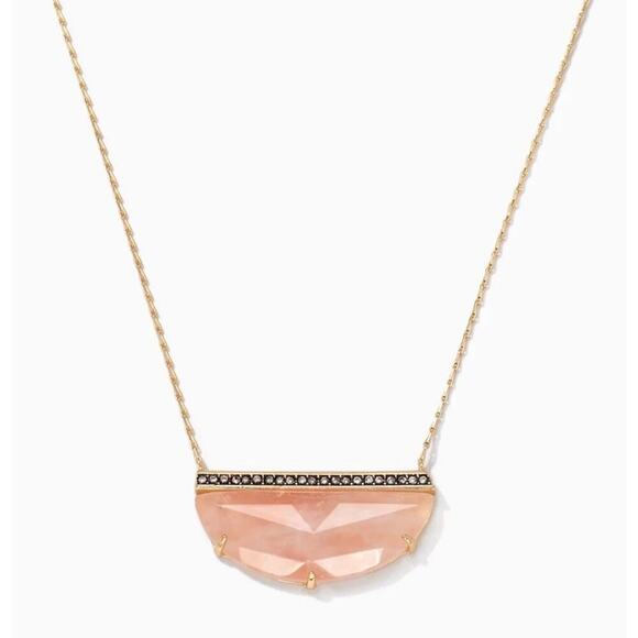 Stella & Dot Collector's Box Peach‎ Pink Quartz Pendant Necklace - Picture 2 of 13